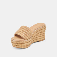 THRONE WIDE WEDGES LT NATURAL RAFFIA