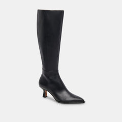 AUGGIE EXTRA WIDE CALF BOOTS BLACK LEATHER