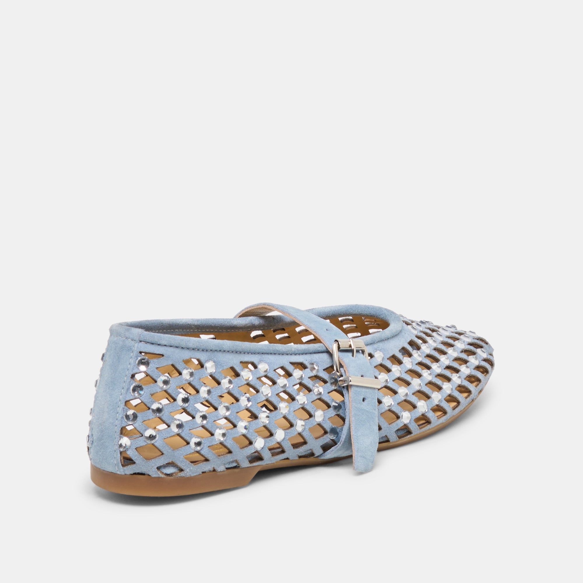 MAVIN RHINESTONE BALLET FLATS BLUE SUEDE