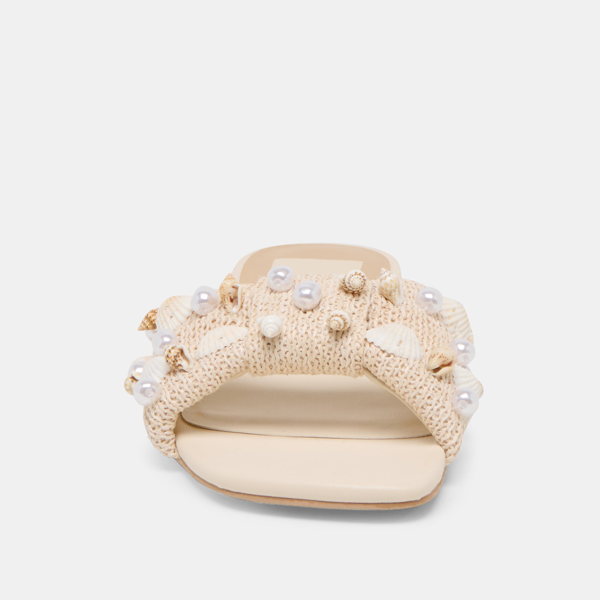 LIZZA SANDALS OATMEAL BEADED RAFFIA