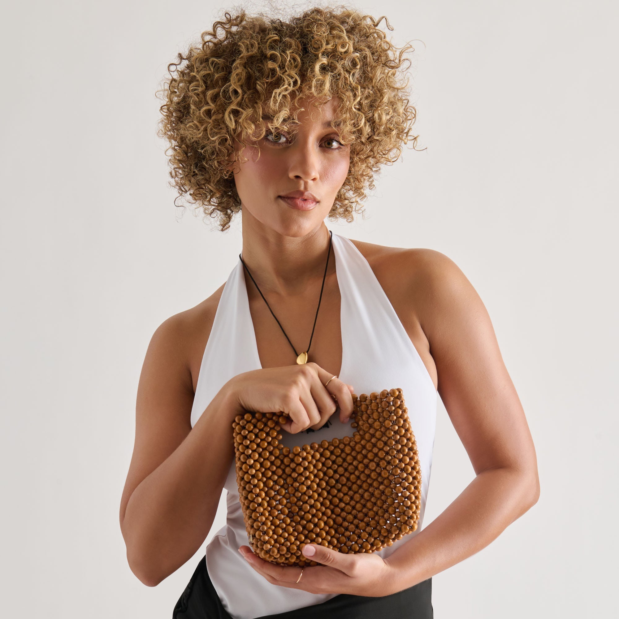 LINZY HANDBAG NATURAL WOOD