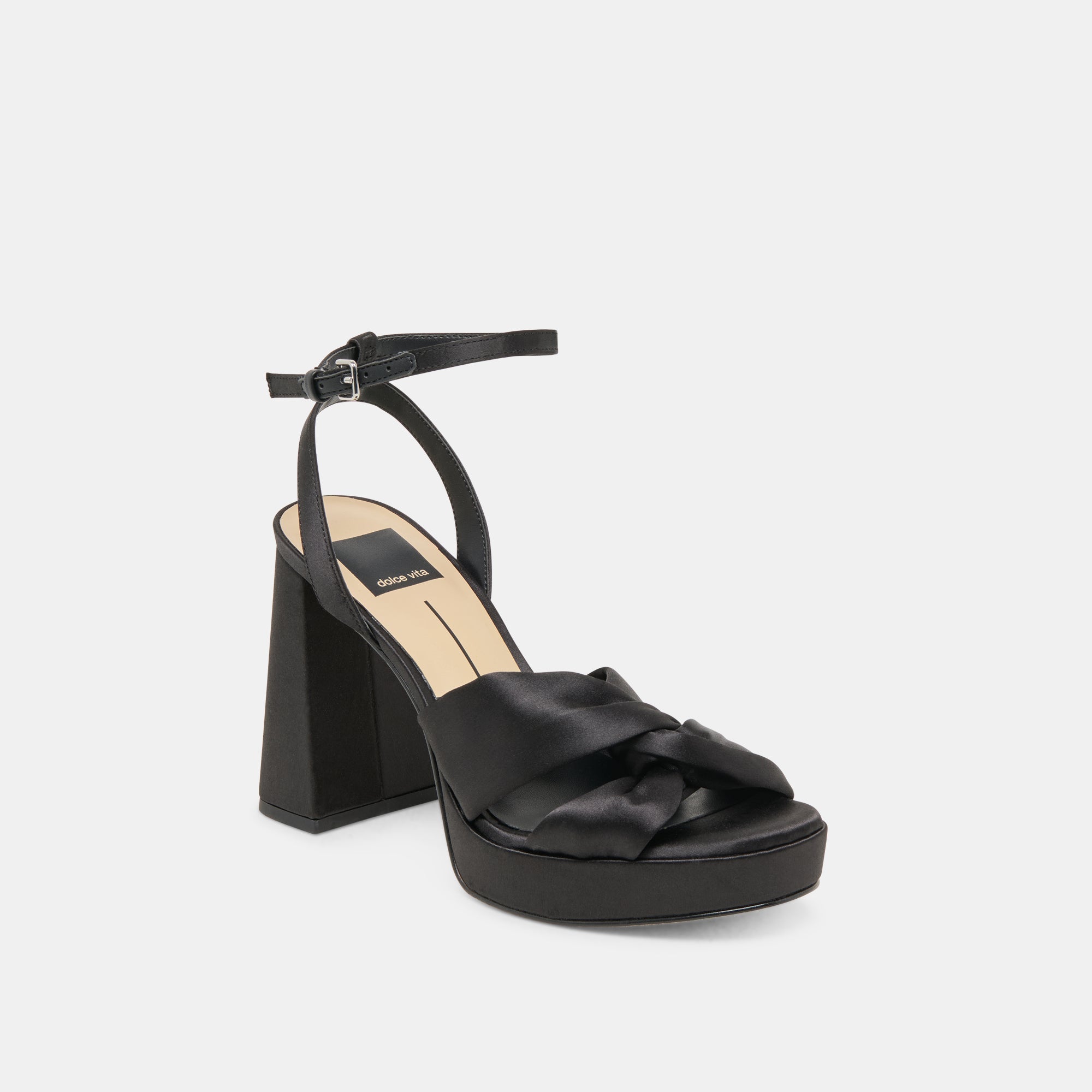 PARLO HEELS ONYX SATIN